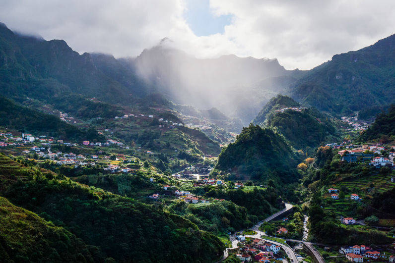 Nice Village on madeira with sun peaking threw the clouds